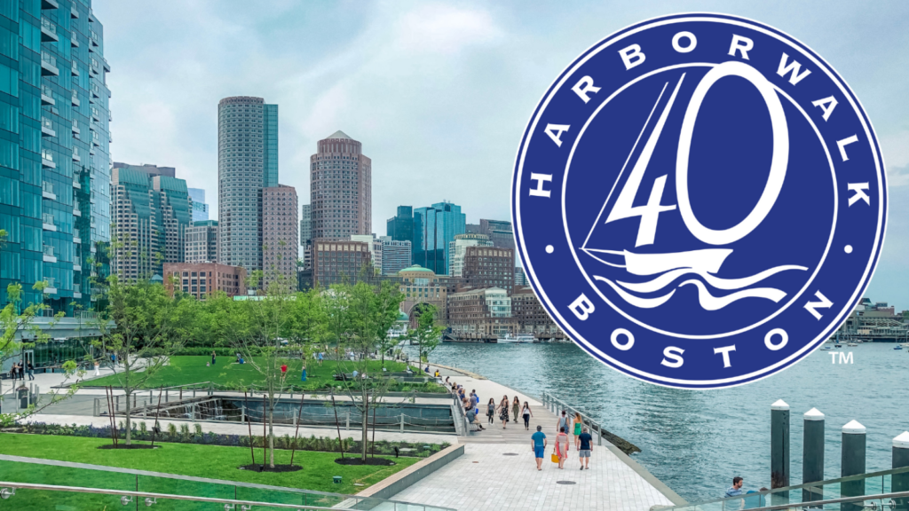 Boston Harborwalk at 40 banner with logo