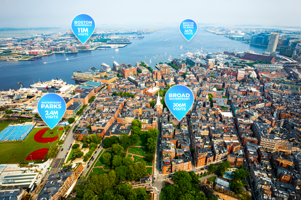 Aerial view of Boston waterfront